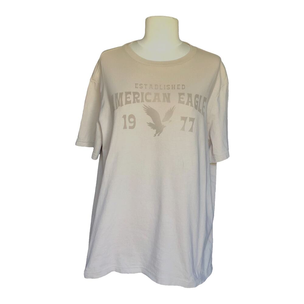 American Eagle Super Soft Graphic T-Shirt Heather Gray Relaxed Tee Medium